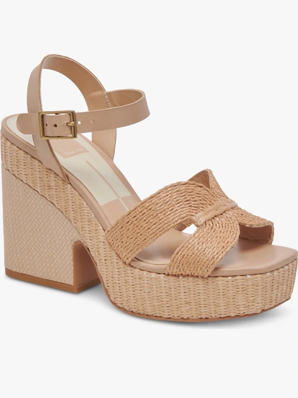 Dolce Vita Beige Braided Platform Wedge Sandals shoes tan camel women’s size 7.5